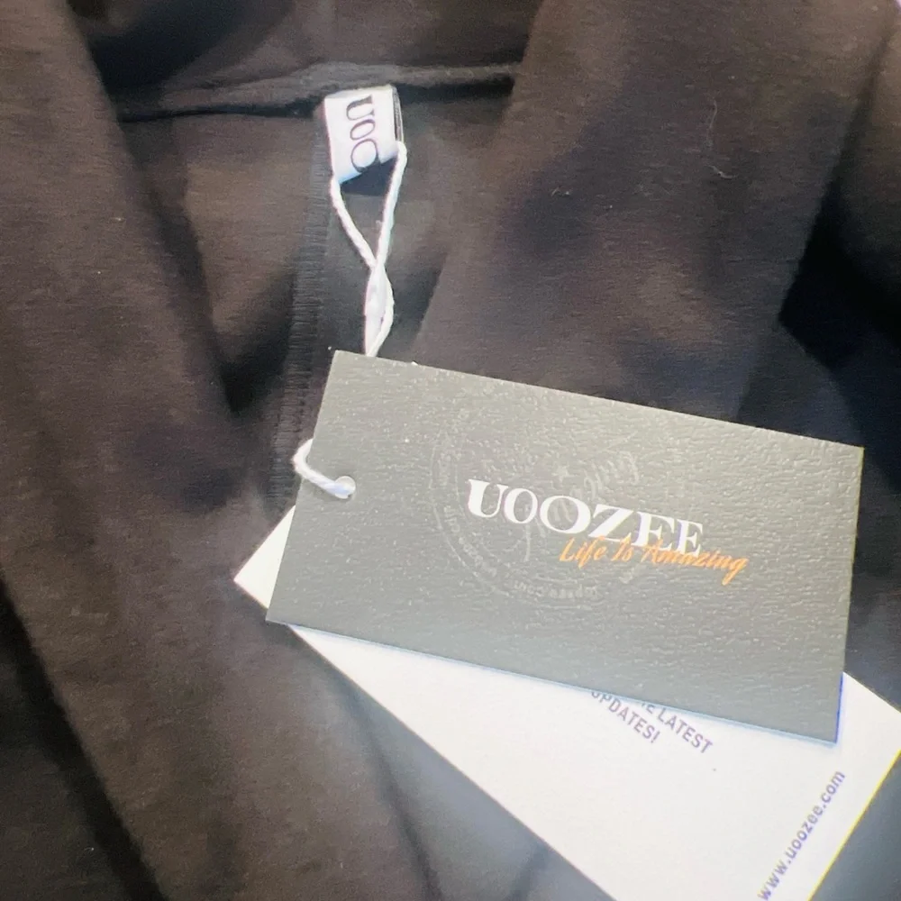 Uoozee. Black Asymmetrical Zip Moto Blazer Jacket Belted NWT. Sz XL - Picture 8 of 13